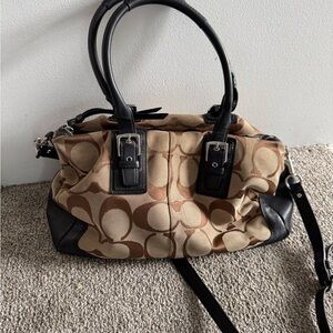 Vintage Coach Brown and Black Shoulder Bag with Monogram